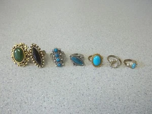Costume jewelry rings with adjustable bands 7 total - Picture 1 of 7