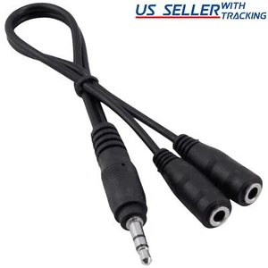 3.5mm Audio Aux Cable Male to 2x Female Stereo Extension Headphone Splitter Cord - Picture 1 of 1