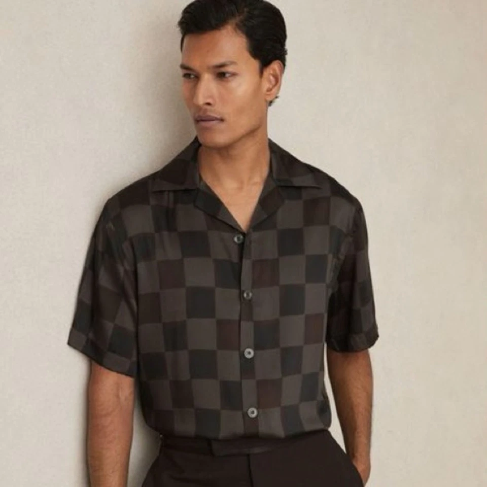 Camisa de campamento REISS NUEVA CON ETIQUETAS Reny Check talla L Foto 1 de 4