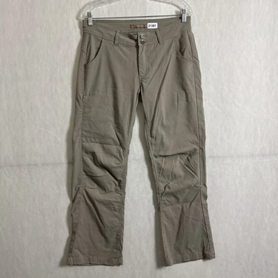 Pantalones de Senderismo PrAna Para Mujer 8P Beige Halle Convertibles Nylon Elastizados Caqui Foto 1 de 4