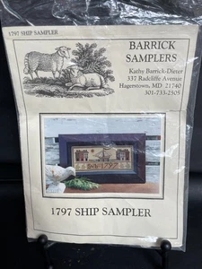 Barrick Samplers Chart 1797 Ship Cross Stitch Chart +Floss +Fabric - Picture 1 of 8
