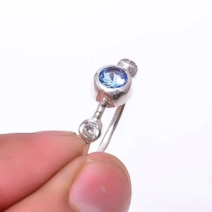 Tanzanite & White Topaz Gemstone 925 Sterling Silver Jewelry Ring s.6.5 Sku27 - Picture 1 of 4