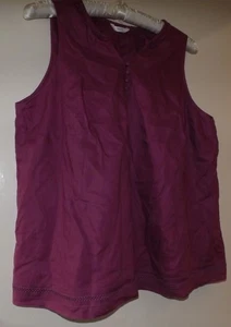 M & S vest top dark pink purple linen look size 20 22 - Picture 1 of 2