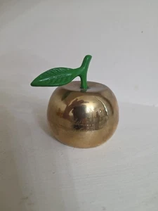 Brass Apple with Stem Shaped Bell Vintage 3 Inch Fruit Decor. Signed Susan 98. - Picture 1 of 4