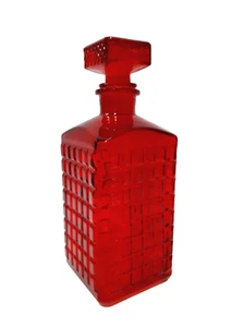 Vintage Ruby Red Diamond Pressed Glass Carafe, Decanter(4.2) - Picture 1 of 8
