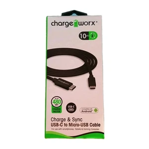Charge & Sync USB-C to Micro- USB Cable Charge Work 10 Ft Cable - FREE SHIPPING! - Picture 1 of 5