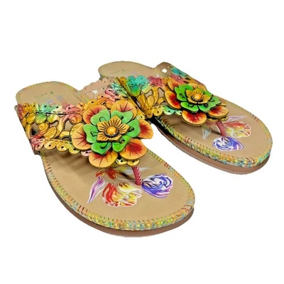 Spring Step L'Artiste Solange Leather Sandals Women's 7.5US Floral Artsy Boho - Image 1 of 4
