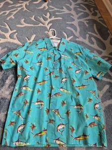Beautiful Vented Columbia PFG Shirt Mens L Large Blue Aqua Marlin Fish Swordfish - Picture 1 of 8