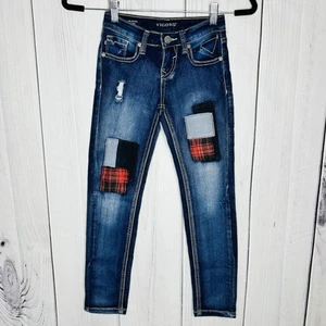 Vigoss Jeans The Jagger Skinny Jeans Stretch Sz 8 (23"x24") Girls Patchwork - Picture 1 of 10