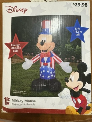 Disney 5 pies LED Mickey Mouse American Patriótico Tío Sam Inflable Soplado por Aire Foto 1 de 2