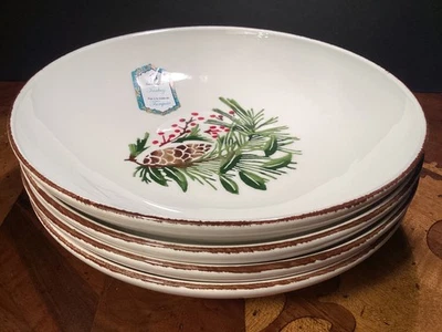 4x Cuencos de sopa de pasta Papart Seramik 9" bayas de piña pavo pintados a mano Foto 1 de 4