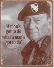 John Wayne Green Beret Military Movie Memorabilia Tin Metal Sign Made In The USA