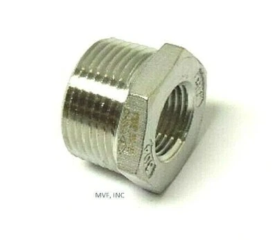 1/2" X 1/8" 150# Cast Threaded (NPT) Hex Bushing 304 Stainless Steel SS12040141 - Image 1 of 4