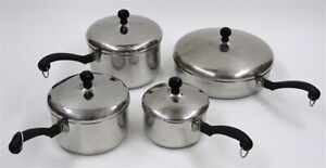 Farberware 8 Piece Lot Set Sauce Pans Pots Skillet All With Lids  Vintage