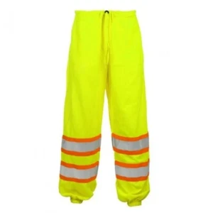 ANSI CLASS E HIGH VISIBILITY FLAGGER ROAD WORK SAFETY HI VIS MESH PANTS 4XL/6XL - Picture 1 of 3