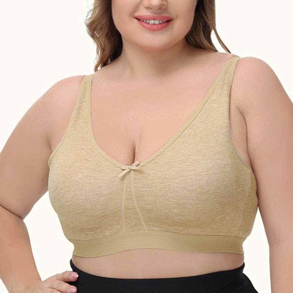 Sutiã feminino peito grande sem enchimento bronze roupa íntima sem fio aconchegante sexy lingerie - Imagem 1 de 4