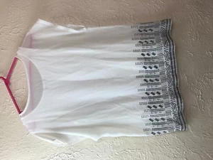 Willi Smith Ivory stitched embroidered Sheer Sleeves Shirt Blouse Women's Medium - Picture 1 of 1