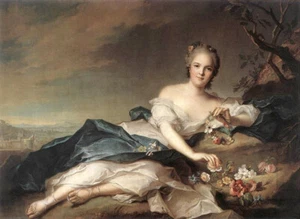 Ölgemälde Dame Kunst Henriette-von-Frankreich-als-Flora-Jean-Marc-Nattier - Bild 1 von 1