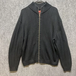 Guess Mens Knit Zip Up Sweater Long Sleeve Size XL Black High Neck - Picture 1 of 14