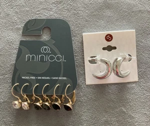 Lote de 2 pares de pendientes para mujer Minicci y plata joyería de moda NUEVO - Imagen 1 de 6