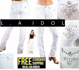 La Idol Bootcut Jeans Womens White Denim Jean Stretch Boot cut Leg lot-New - Picture 1 of 39