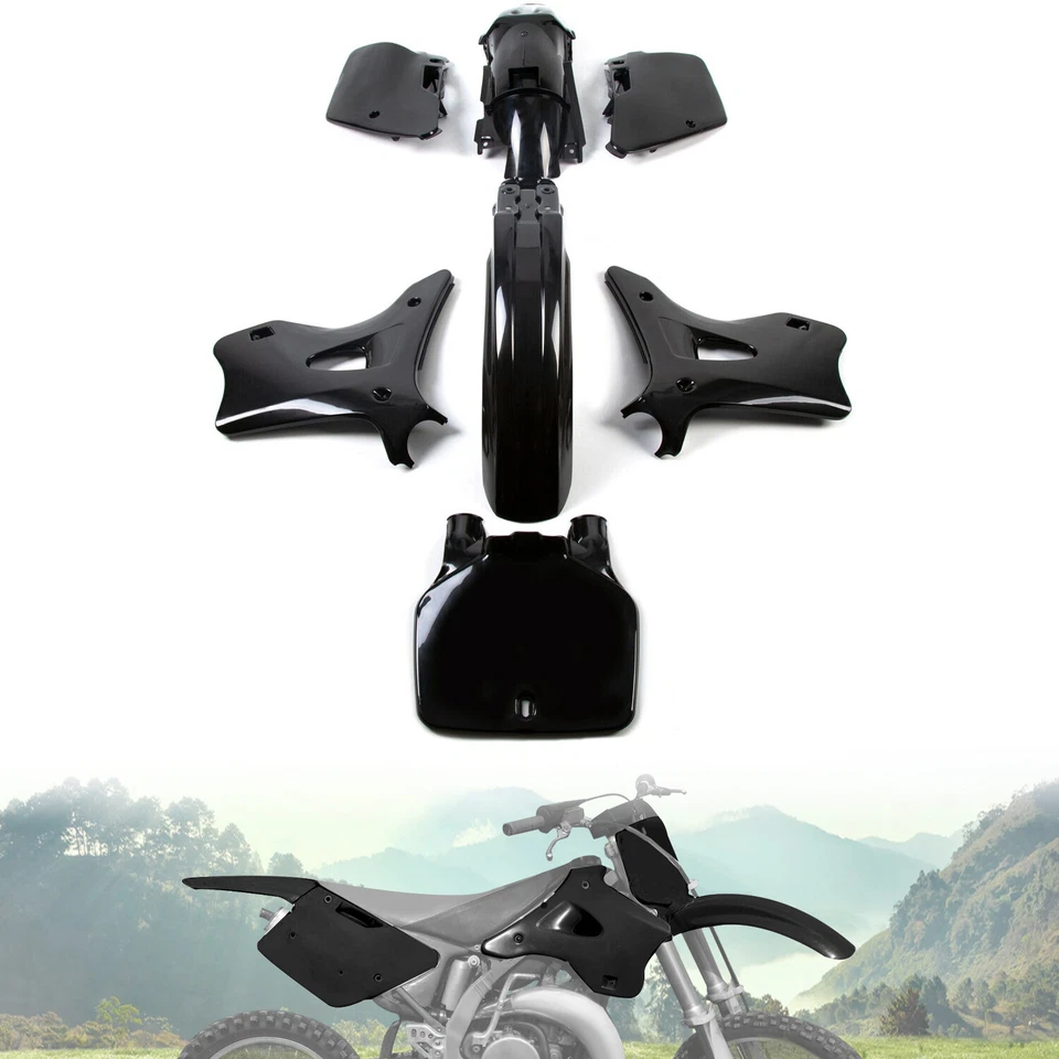 黑色 完整塑料车身套件 适用于川崎 KX125 KX250 1994 1995 1996 - 1998 — 第 1/4 张图片