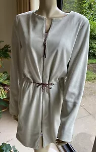 FUCHS SCHMITT Beige Faux Suede COAT JACKET BNWT UK 10 EU 36 Spring Summer - Picture 1 of 12