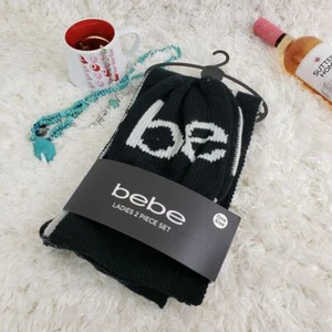 NWT BEBE ONE SIZE Black Ladies 2 pieces set Scarf Bennie Cute - Picture 1 of 6