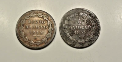 PIUS IX MEZZO BAIOCCO 1849 R/1/2 SOLDO 1851 R  2 coins - Image 1 of 2