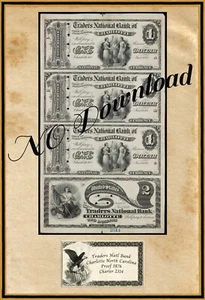 COPY 1876 Proof  $1-$2 Traders  Natl Bank of Charlotte North  Carolina #2314 - Picture 1 of 1