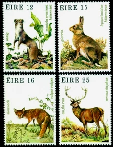1980 Hunt animals,Game,Stoat,mountain hare,Red fox,deer,Ireland,421,MNH - Picture 1 of 1