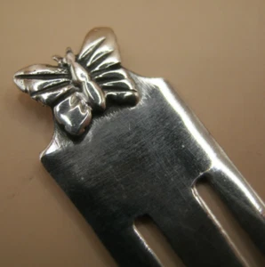 Pretty Solid Silver 925 Bookmark With Butterfly Topper - Paper Money Clip - Picture 1 of 3