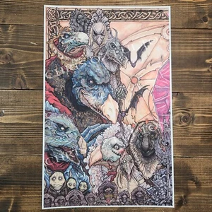 The Dark Crystal Film Skeksis 11x17 Druck signiert vom Künstler Chris Oz Fulton! - Bild 1 von 3