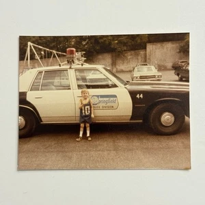 Found Photo Snapshot Police Cruiser Patrol VTG COP Car Springfield OH 1982 Boy - Picture 1 of 7