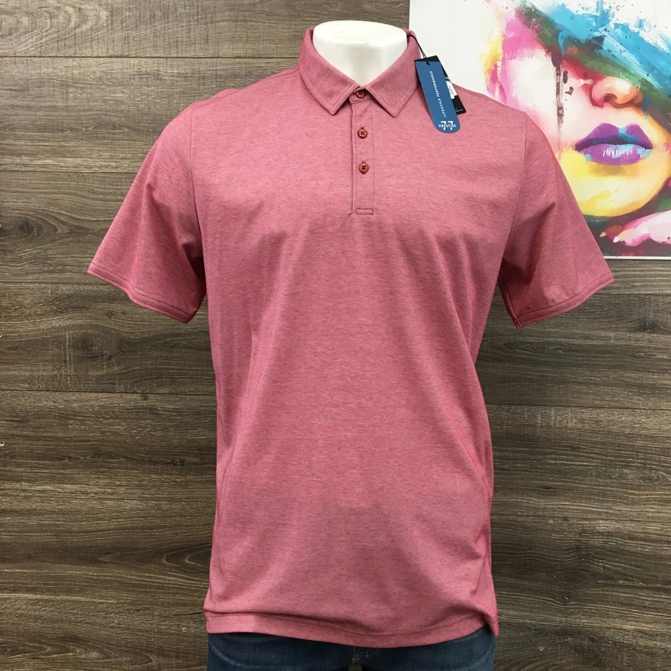 Travis ¡NUEVO! Camisa Polo Mathew Classy Talla XL Heather Cardinal Performance Golf Foto 1 de 4
