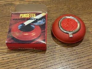 VINTAGE Pursette Handy Ashtray, RED ~ New Old Stock, Made in HONG KONG - Picture 1 of 16