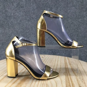 NEW Madden Girl Heels Womens 8 M Beella Dress Ankle Strappy Gold Faux Leather - Picture 1 of 18