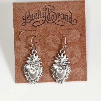 New Lucky Brand Heart Pineapple Drop Earrings Gift Retro Party Vacation Jewelry - Image 1 of 3