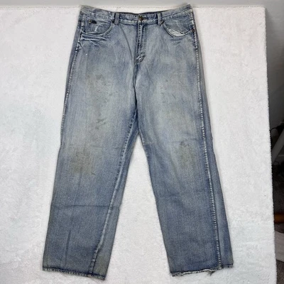 Pantalones de mezclilla ReVerb para hombre 38x34 sueltos años 90 Y2K patinador desgastado destruido lavado ligero Foto 1 de 4