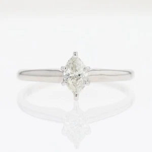 .36ct Marquise Cut Diamond Solitaire Engagement Ring 14k White Gold Size 7 - Picture 1 of 6