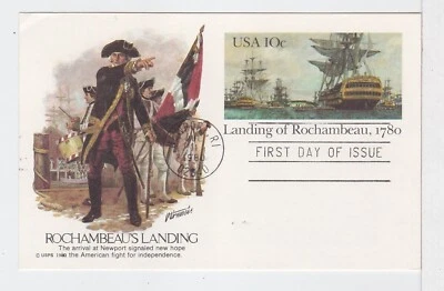 TurtlesTradingPost-  Landing of Rochambeau Postal Card 1980 #UX84 Fleetwood FDC - Image 1 of 2