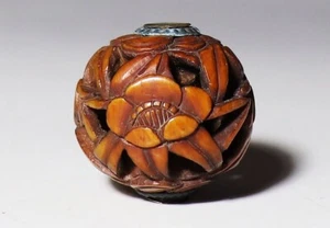 Netsuke Inro Ojime Sagemono Era Meiji Japonés Antiguo Cordón Flor de Ciruela Cuentas - Imagen 1 de 5
