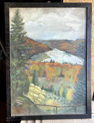 Gouache Um 1900 Art Nouveau Art Deco C.A.Müller Otoño EN Valle Río Paisaje Foto 1 de 4