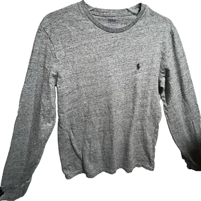 Camiseta Polo Ralph Lauren Para Hombres S Gris Jaspeado Manga Larga Pullover Pony Logo Camiseta Foto 1 de 4