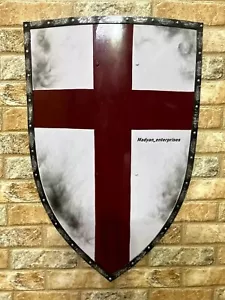 Medieval Knight Crusader Templar Red Cross Heater Shield Battle Warrior LARP SCA - Picture 1 of 8