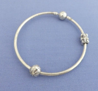 Pandora - Armreif mit 2 Charms - ALE - 925er Silber - Sterling - 21 cm - Armband - Bild 1 von 2