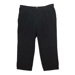 Oak Hill Pants Mens 50x32 Black Corduroy Regular Fit Pleated Front Straight Leg - Picture 1 of 9