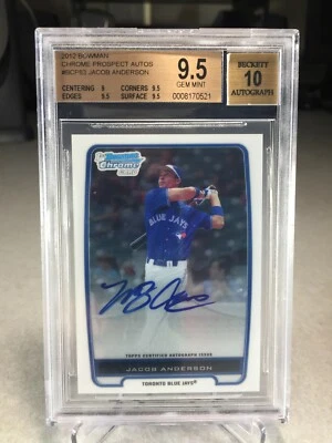 2012 Bowman Chrome Prospects Auto Jacob Anderson #BCP83 - BGS 9.5  - Image 1 of 2
