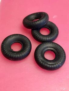 4 Dinky Toy TIRES 20mm black round tread - for SUPERTOYS & 23 series race cars - Picture 1 of 2