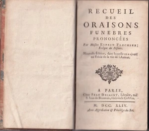Recueil Des Oraisons Funebres Prononcées Par Messire Esprit Flechier - 1744 - Picture 1 of 3
